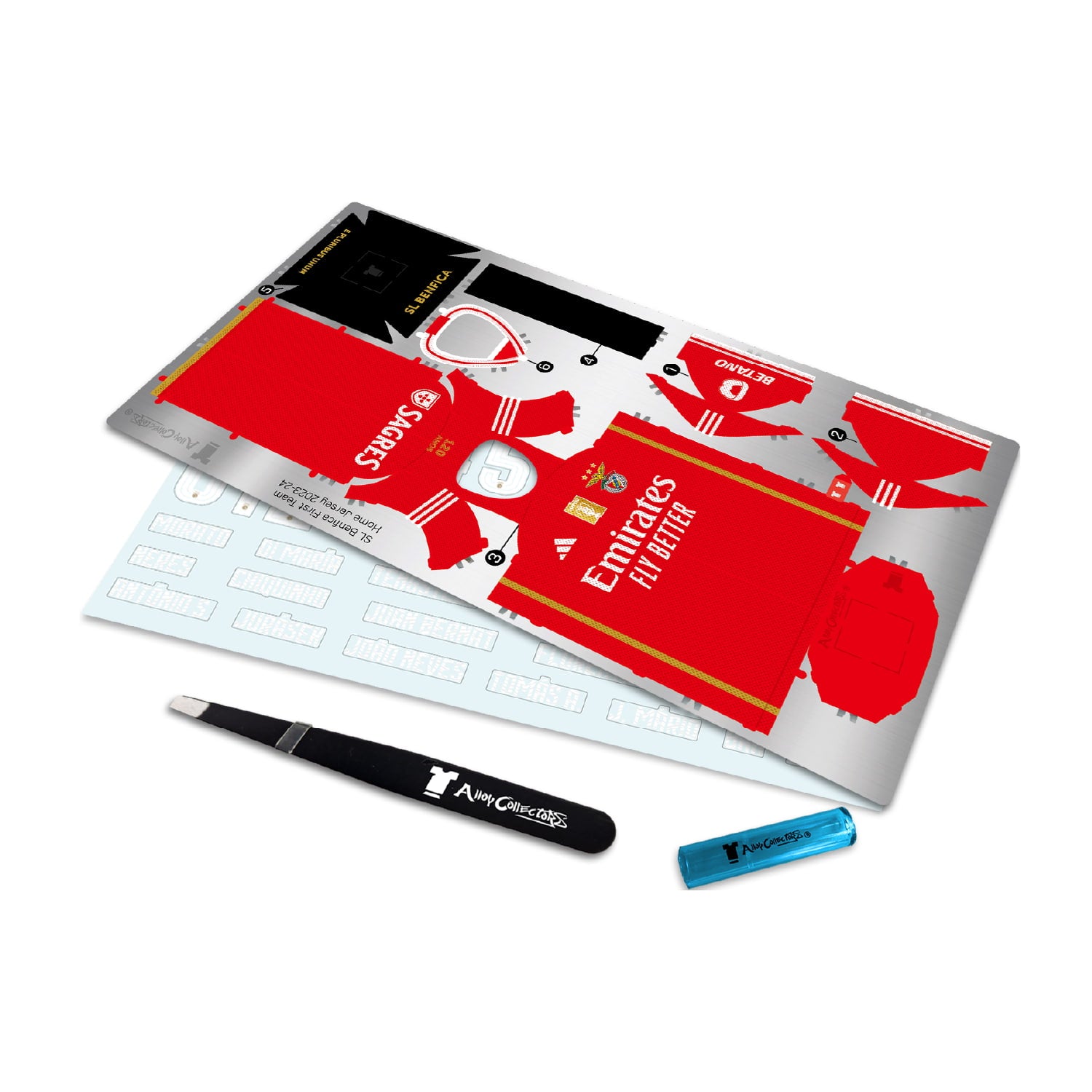 Benfica kit metal flatlay with pieces