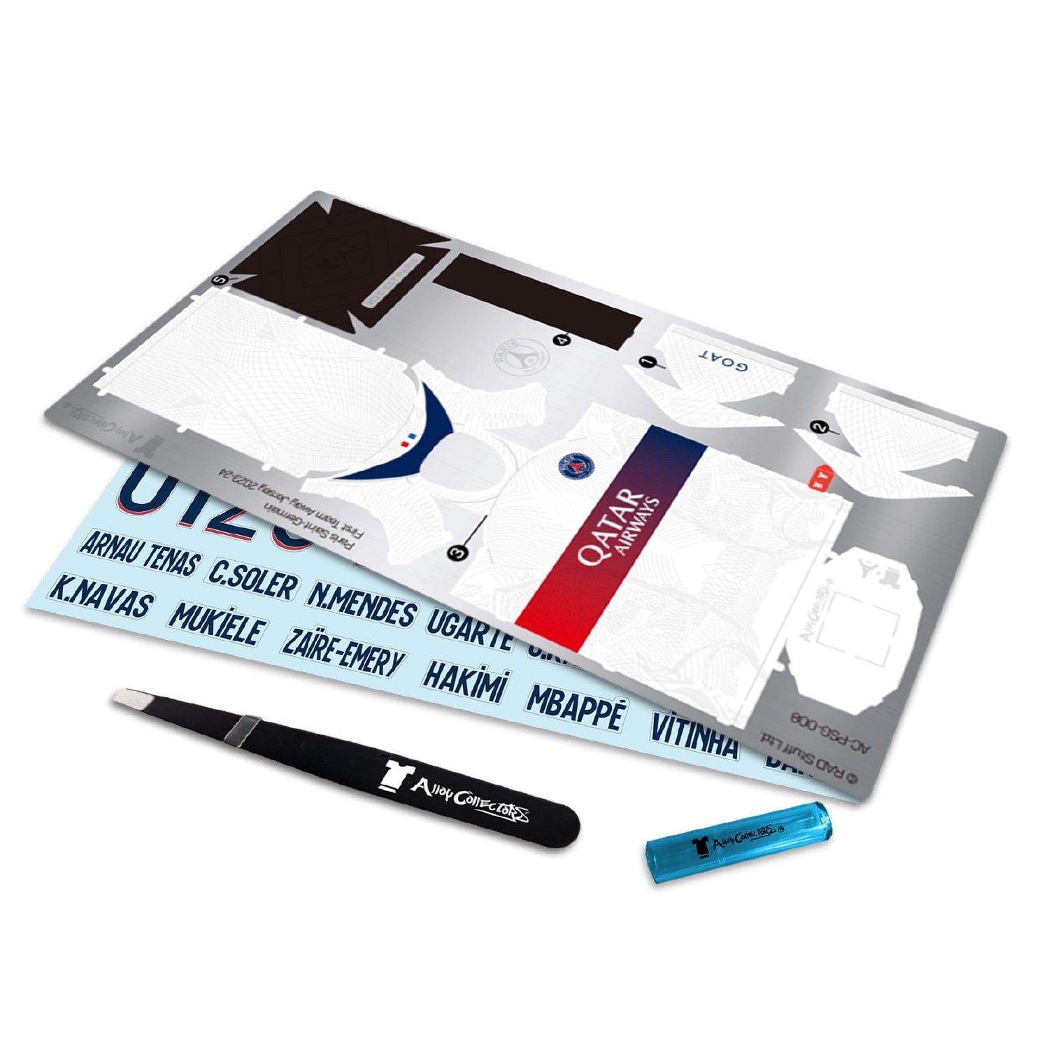 PSG Away Jersey metal flat lay