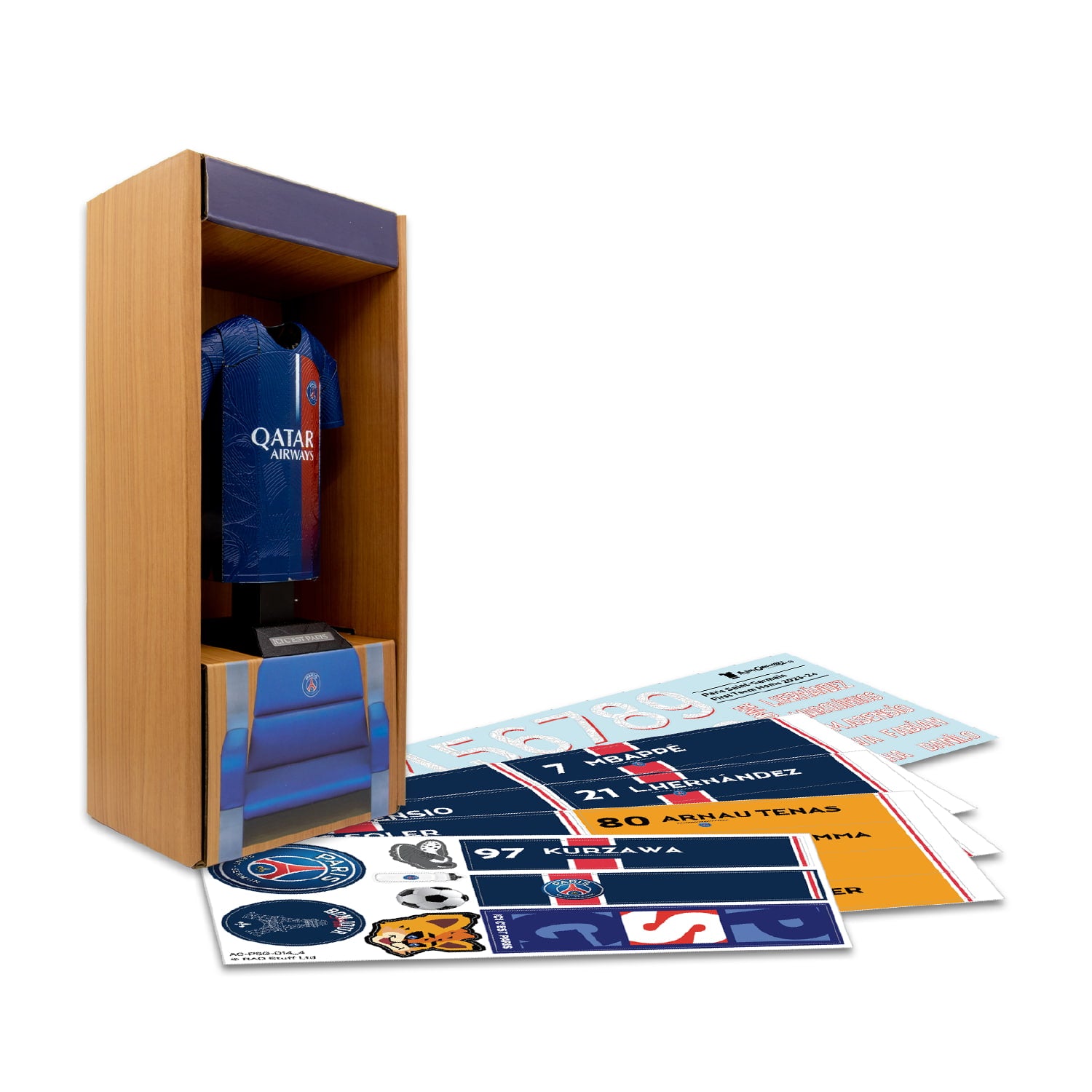 psg home jersey in locker display