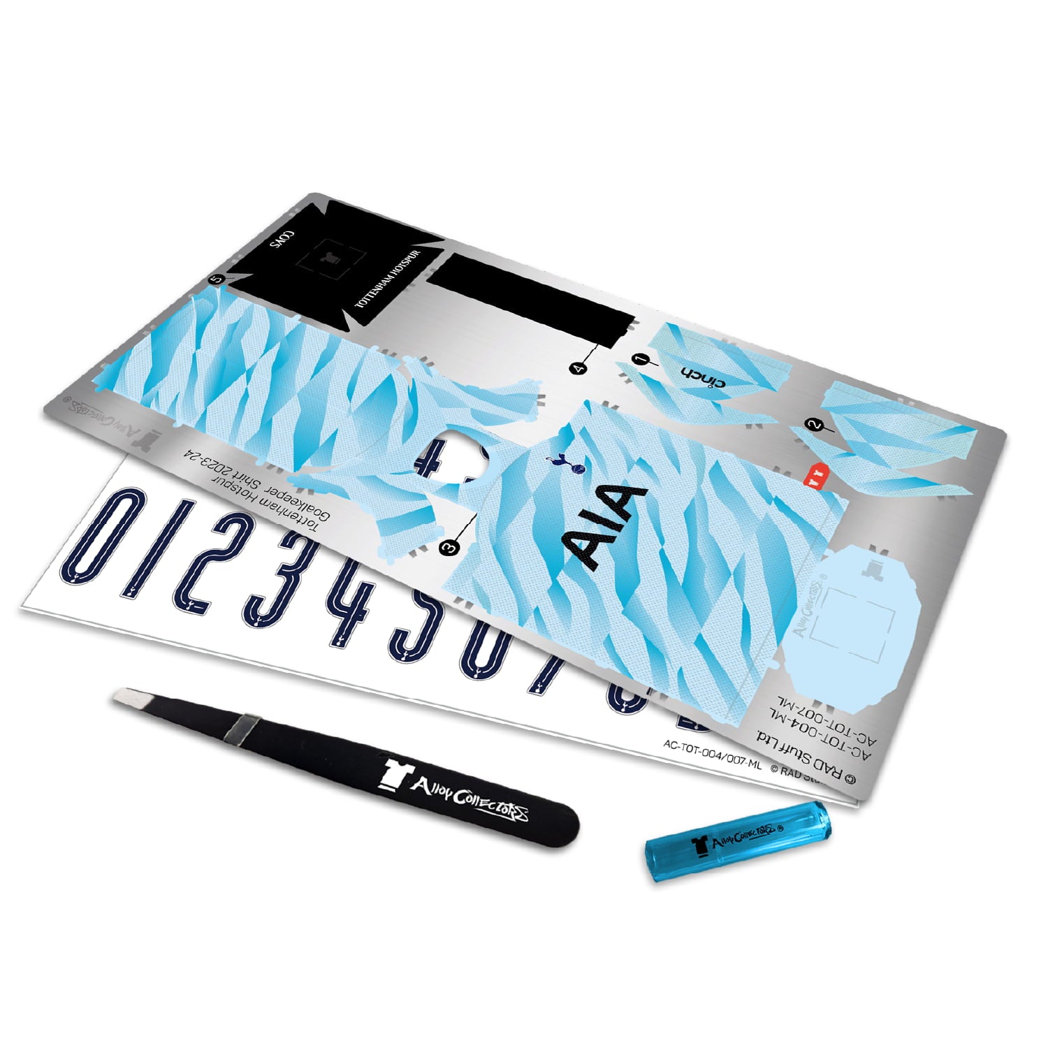 Tottenham goalkeeper flat lay showing metal sheets