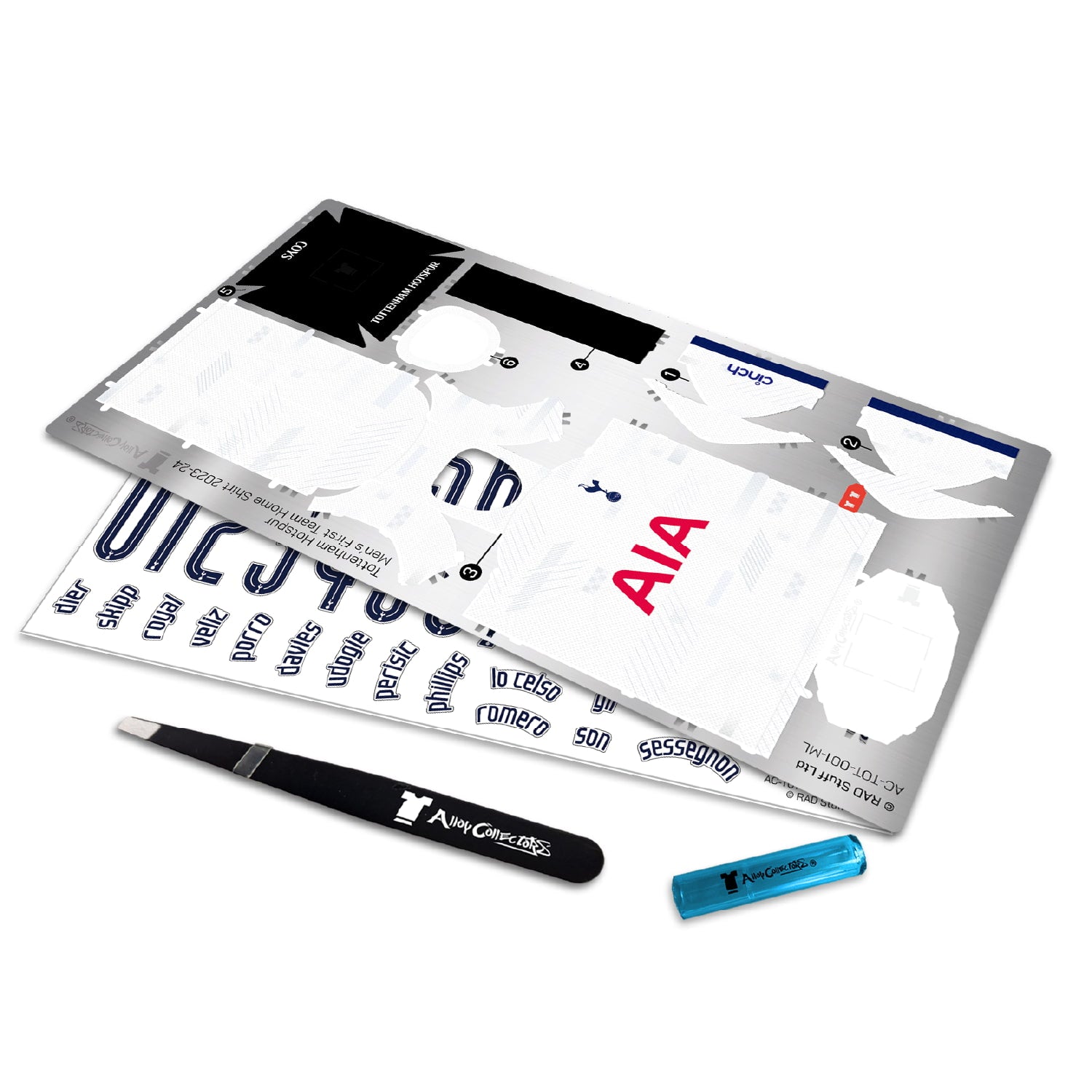 Tottenham kit metal flatlay