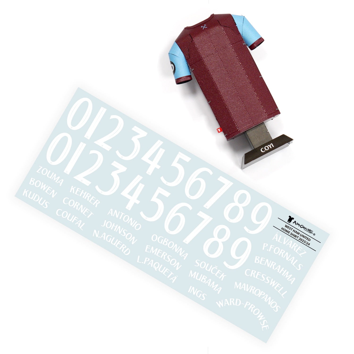 West Ham shirt decal sheet