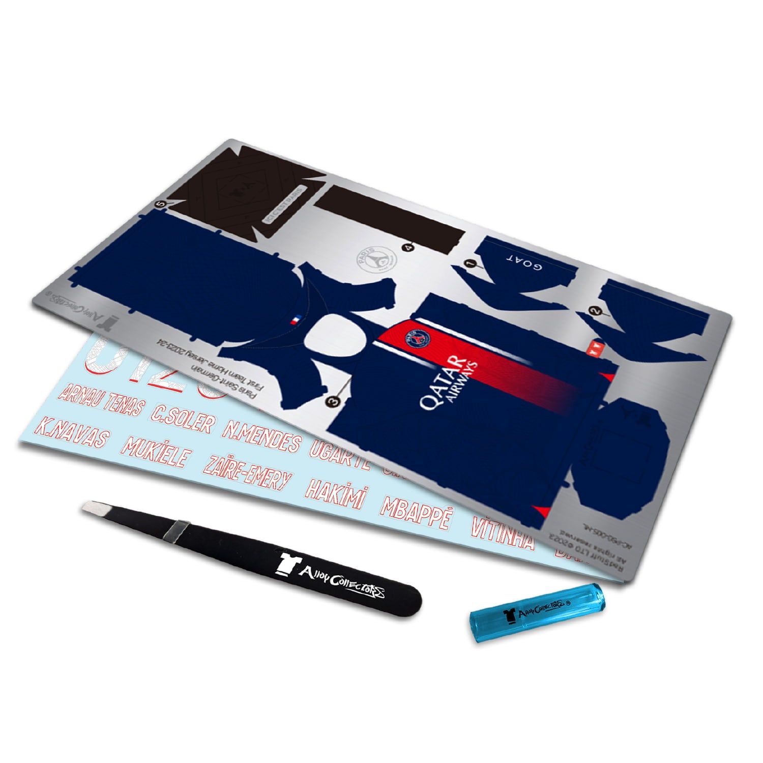 PSG home jersey metal sheet flat lay