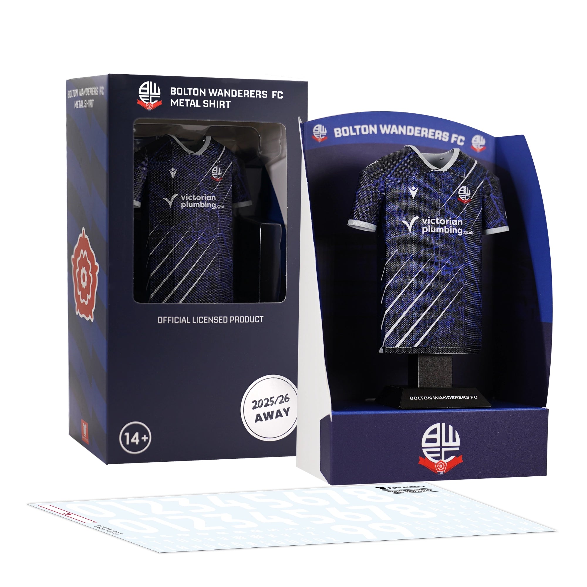 Bolton Wanderers 25/26 Alloy Shirt – Away Kit (Premium Metal Collectible Shirt)