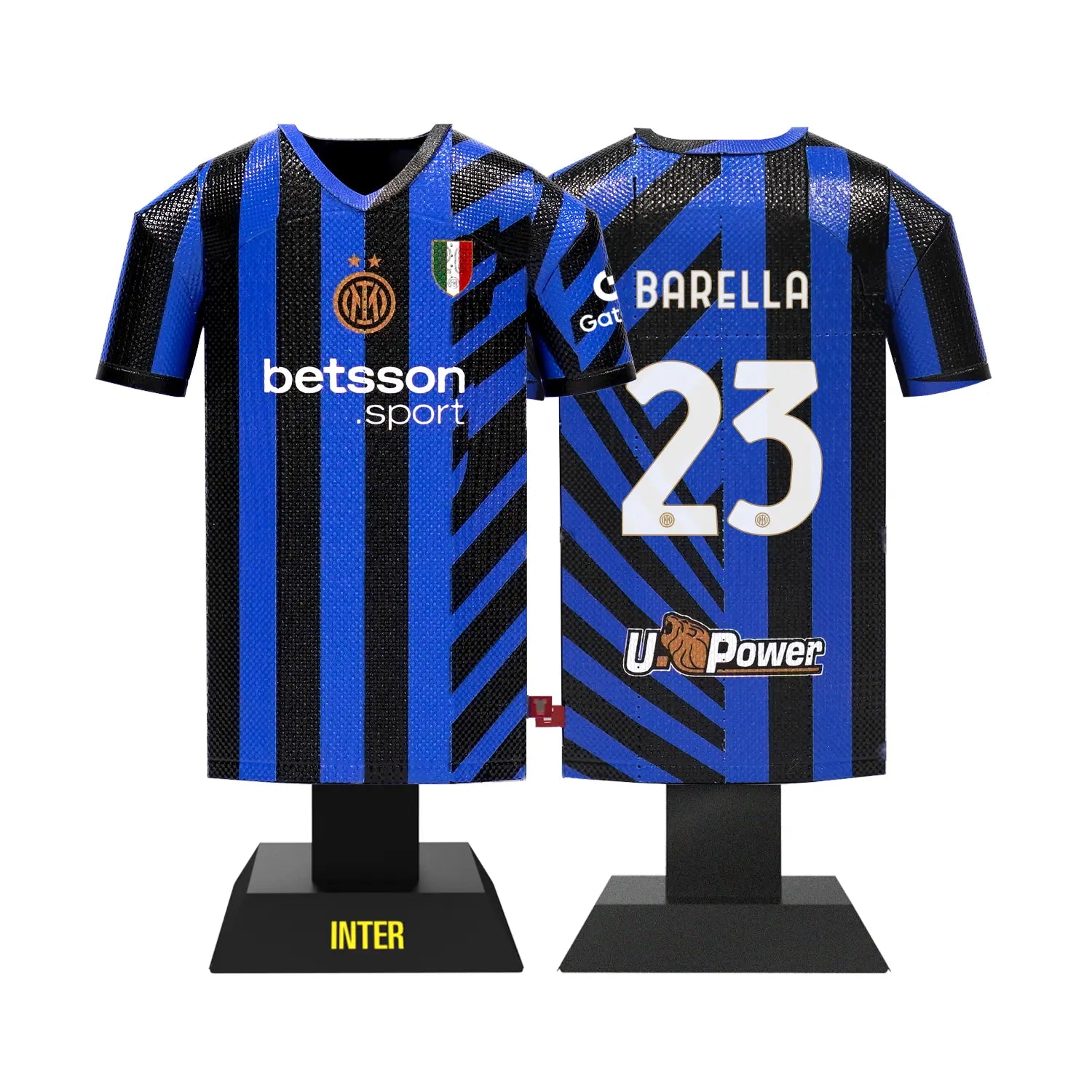 Inter 24/25 home jersey collectible with Barella 23 on the back