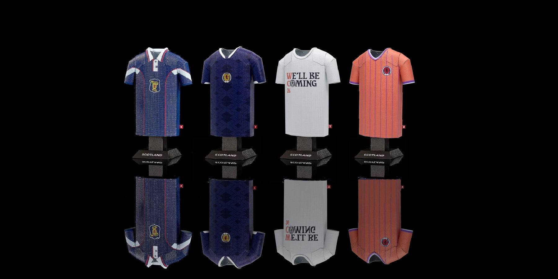 Collection of sports jerseys displayed on a black background