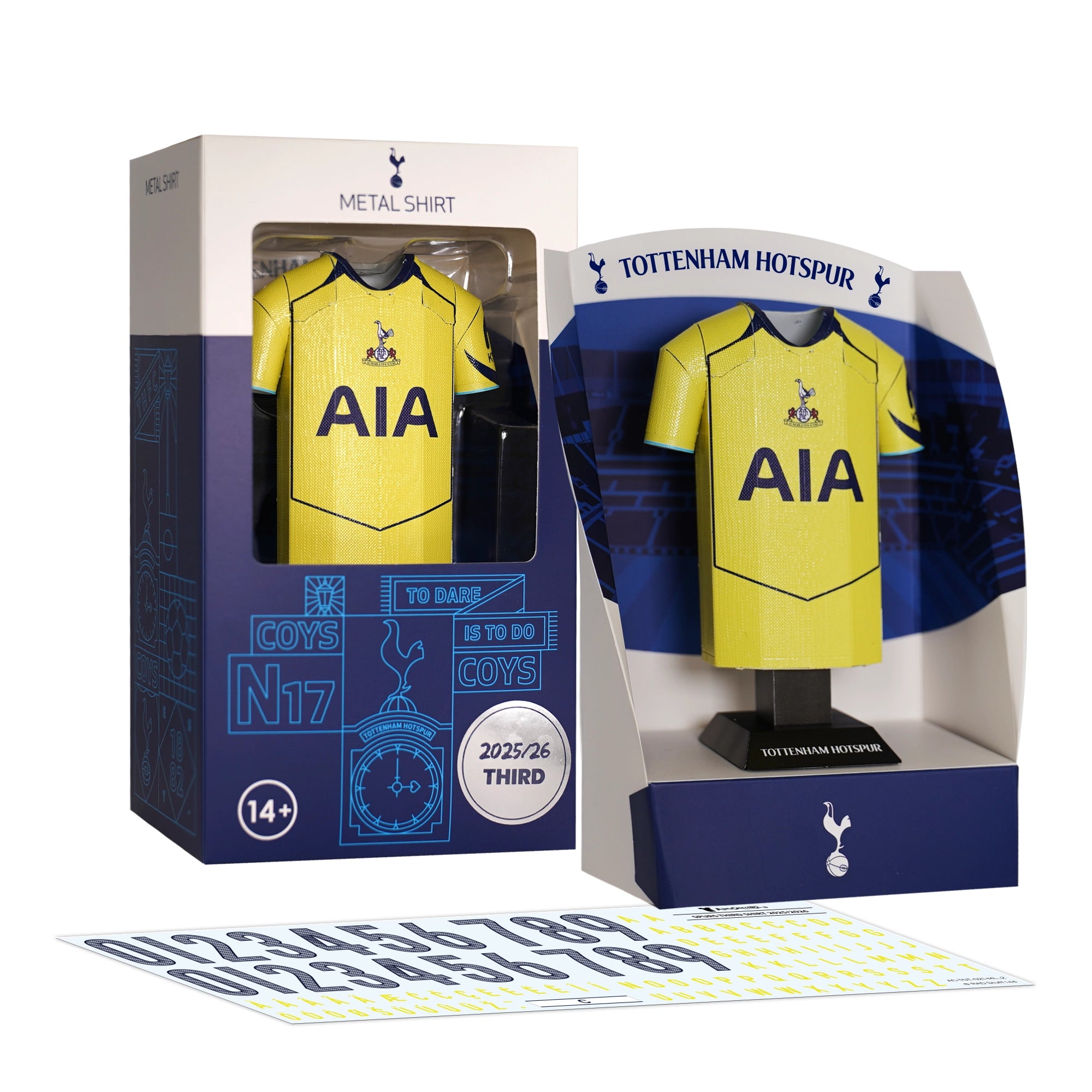 Tottenham Hotspur football shirt packaging with a yellow shirt inside