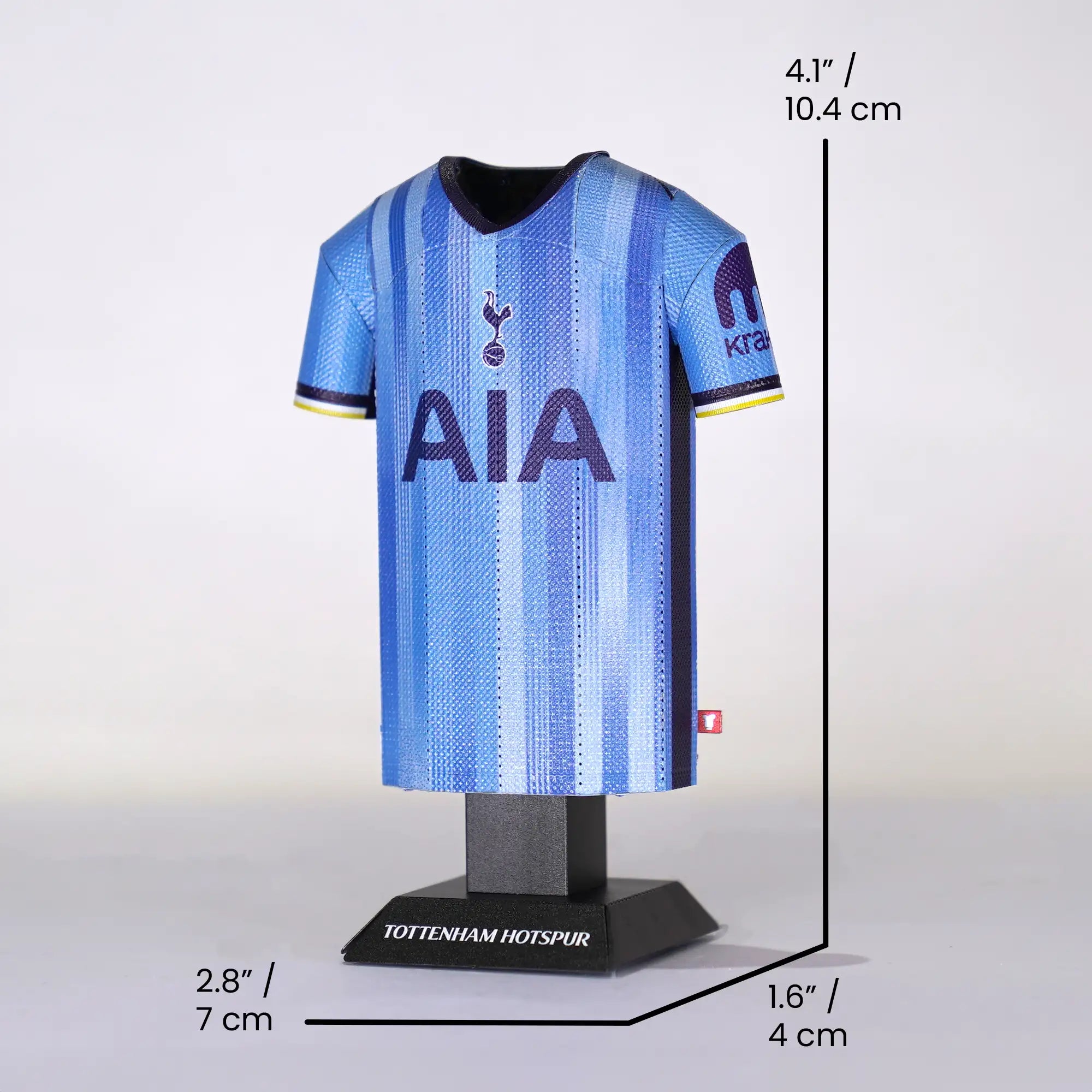 Tottenham 24/25 Away shirt collectible with measurements showing in centimetres