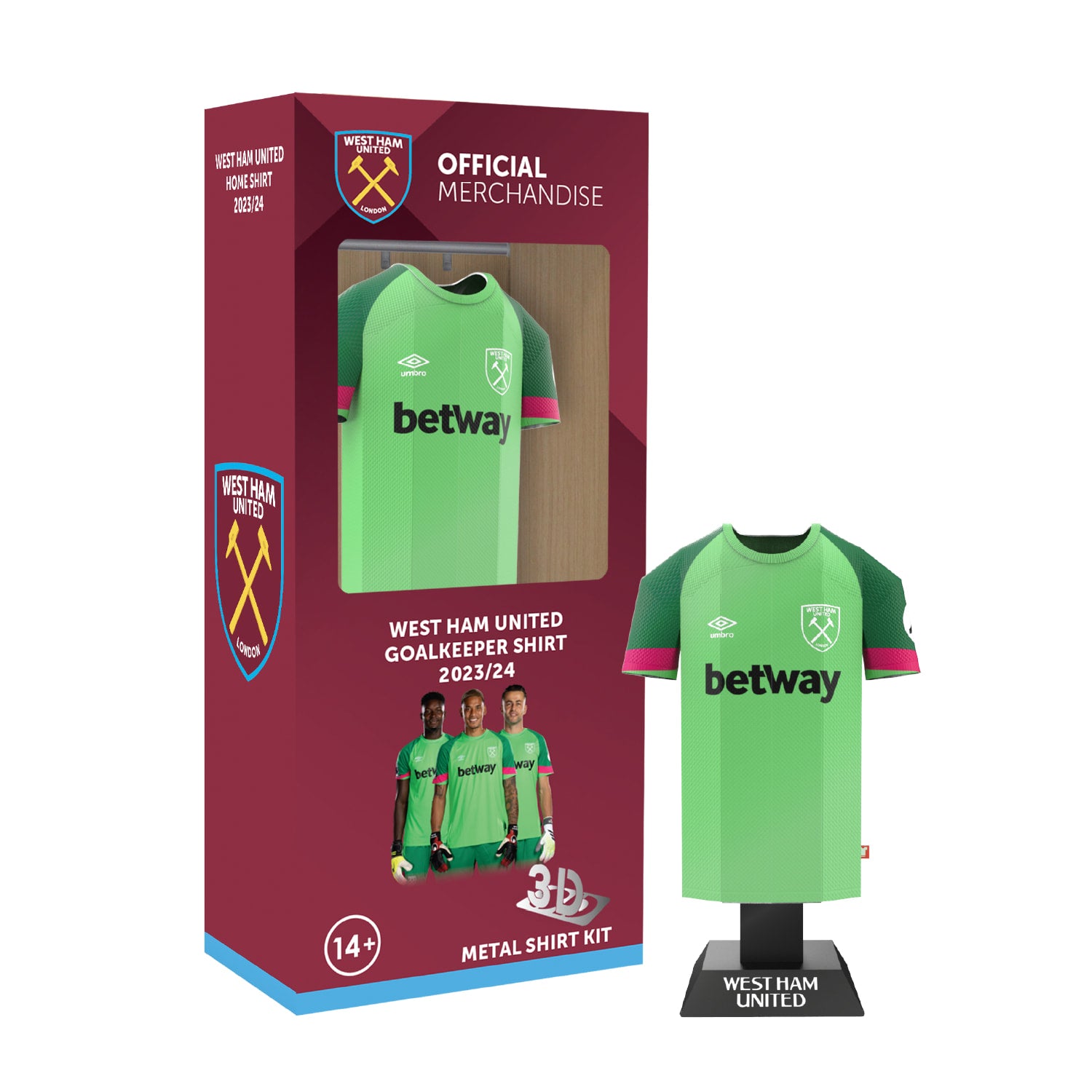 West ham goalkeeper shirt locker pack with packaging