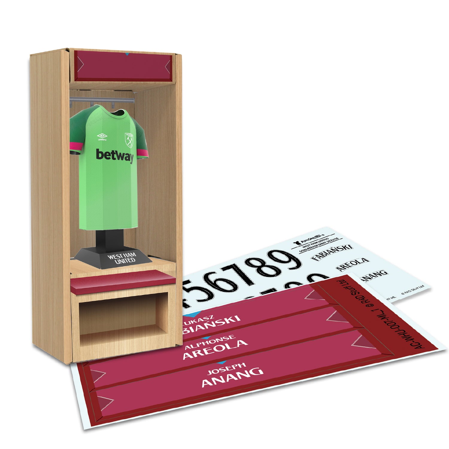 West Ham goalkeeper shirt locker pack with stickers
