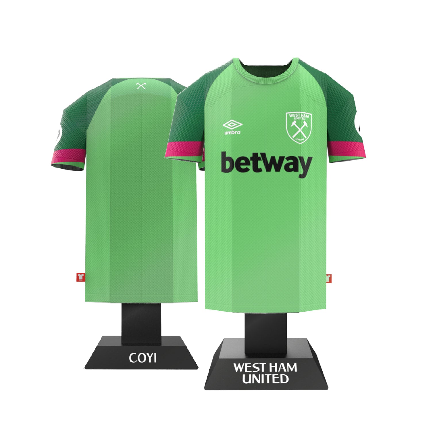 West ham goalkeeper shirt front and back view